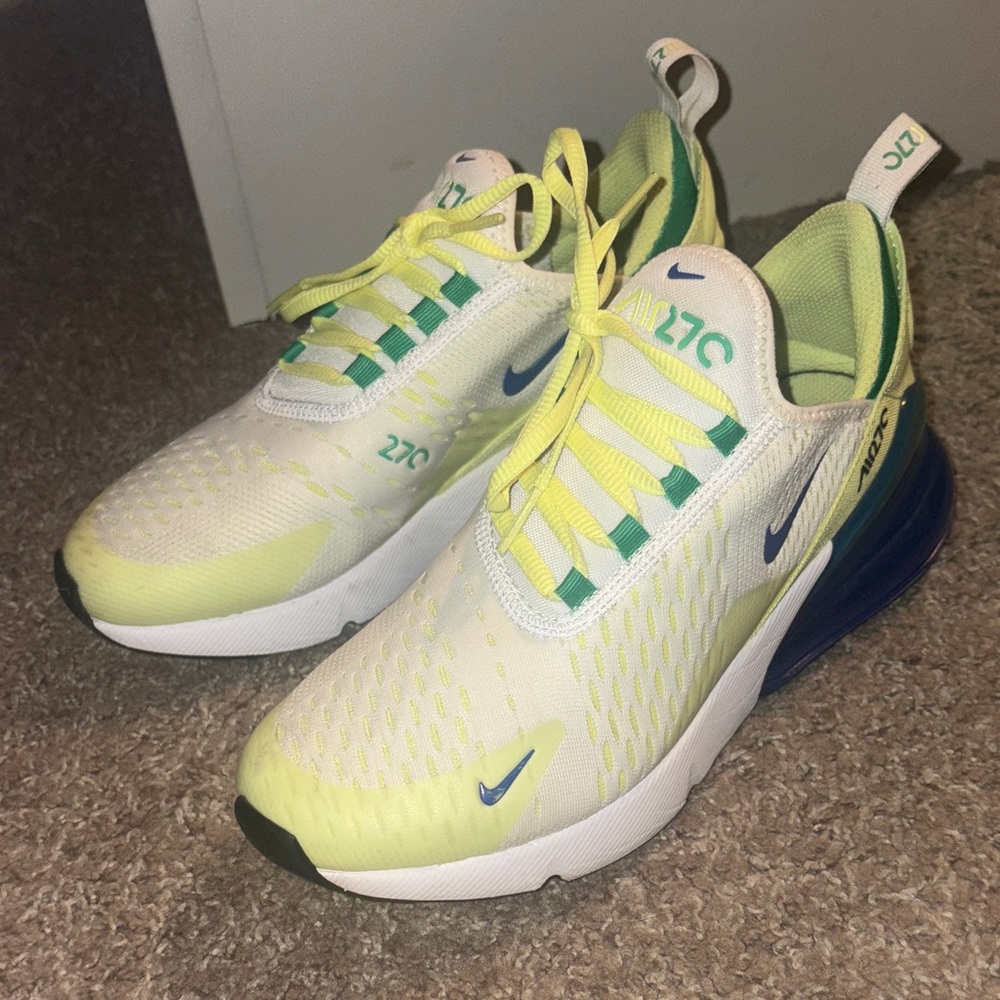 Nike Kids Air Max 270 White and Yellow Sneakers